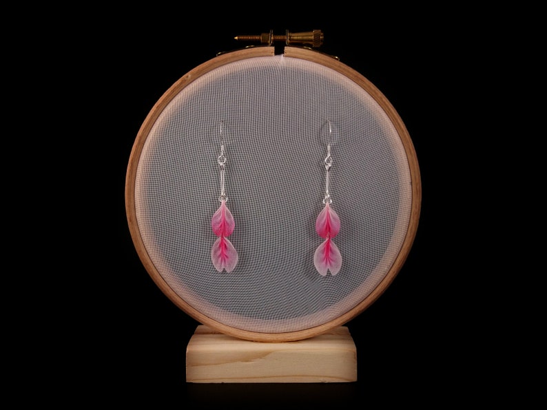 Cherry Blossom Dangling Petals Earrings, Made with Silk, Hand Crafted with Tsumami Zaiku image 2
