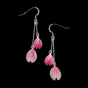 Cherry Blossom Dangling Petals Earrings, Made with Silk, Hand Crafted with Tsumami Zaiku image 1