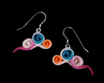 Colourful Clouds Dangle Earrings: Asian Iridescence Cloud Statement Earrings, Japanese Craft, Tsumami Zaiku