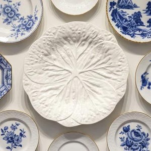 Vintage White Cabbageware 12" Serving Platter, 1980s