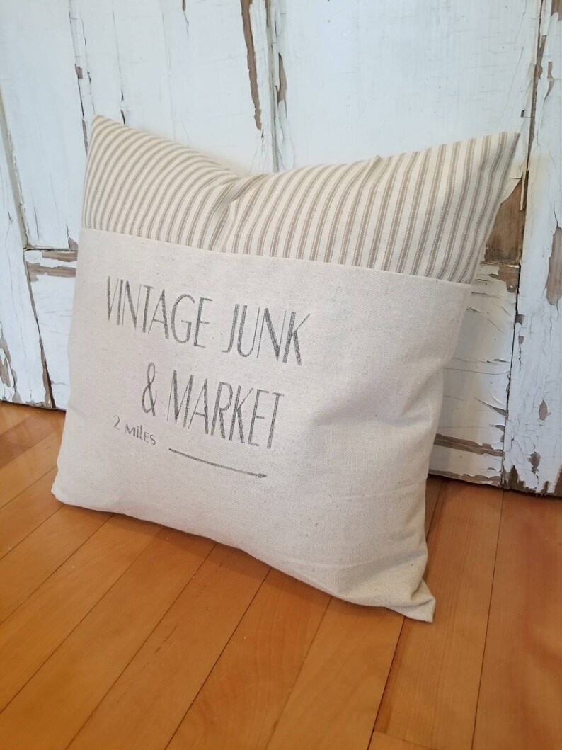 Vintage Market Pillow Cover Farmhouse Pillow Cover Farmers Etsy