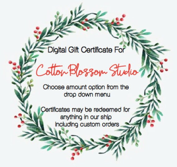 digital gift certificate christmas gift wedding gift etsy