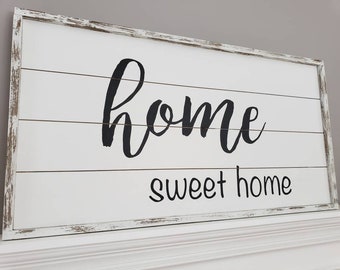 Home sweet home wood sign- house warming gift- Farmhouse sign- Wedding Gift- Shiplap wood sign - House warming gift - this is us sign