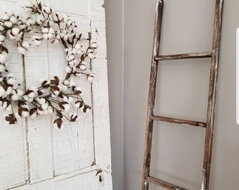 6 ft Blanket Ladder - Decorative Wooden Ladder - Farmhouse Ladder - Distressed Blanket Ladder - Wood Ladder - Cotton Blossom Studio