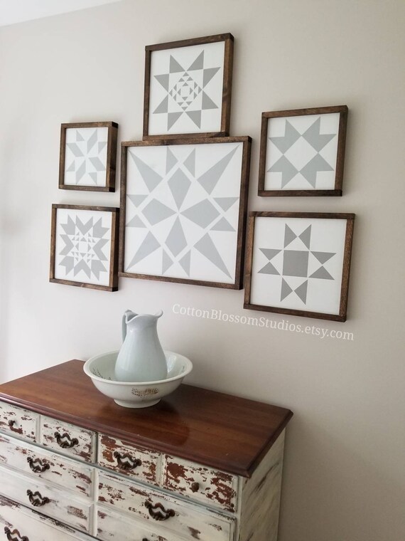 6 Piece Barn Quilts Quilt Wood Signs Quilt Squares Barn Etsy