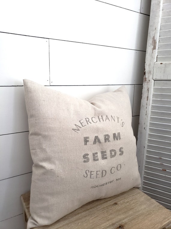 Merchants Farm Seed Pillow Cover Grain Sack Pillow Cover Etsy