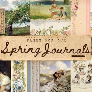 Pages For Our Spring Journals Vintage Printables Digital Download Antique Papers Collage for Journaling and Art image 1