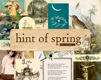 Hint of Spring - Vintage Printables - Digital Download - Antique Images - Collage for Journaling and Art