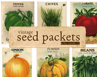 Vintage Seed Packets - Vintage Printables - Digital Download - Antique Papers - Collage for Journaling and Art