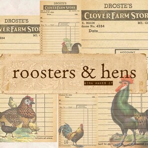 Roosters & Hens - Vintage Printables - Digital Download - Graphics