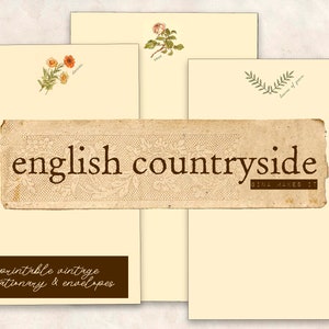 English Countryside Vintage Printable Stationary Digital Download Graphics & Illustrations Journaling, Art, Penpals image 1