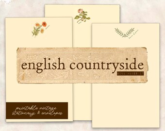 English Countryside - Vintage Printable Stationary - - Digital Download - Graphics & Illustrations - Journaling, Art, Penpals