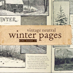Vintage Neutral Winter Pages - Vintage Printables - Digital Download - Antique Papers - Collage for Journaling and Art