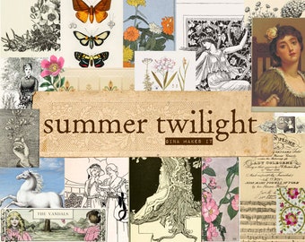 Summer Twilight - Vintage Printables - Digital Download - Graphics & Illustrations - Collage for Journaling and Art