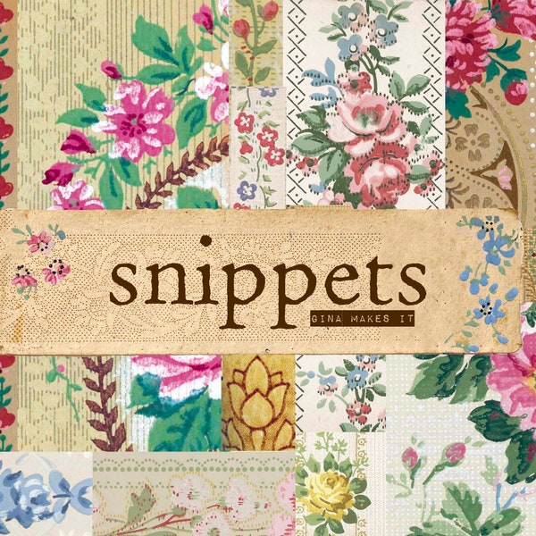 Snippets - Vintage Wallpaper - Vintage Paper Printable - Digital Download - Antique Florals - Collage for Journaling and Art