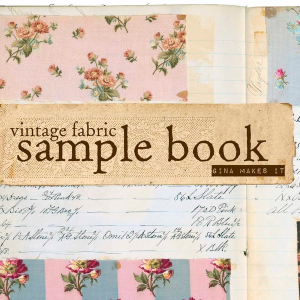 Vintage Fabric Sample Book - Vintage Printables - Digital Download - Graphics & Illustrations