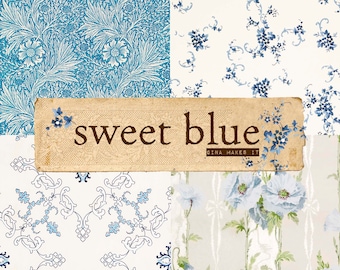 Sweet Blue  - Vintage Wallpaper - Vintage Paper Printable - Digital Download - Antique Florals - Collage for Journaling and Art