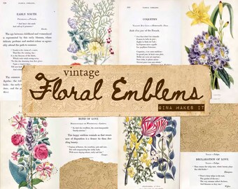 Vintage Floral Emblems - Vintage Printables - Digital Download - Antique Papers - Collage for Journaling and Art