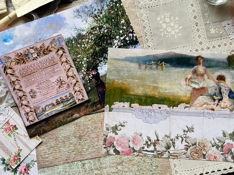 Pages For Our Spring Journals Vintage Printables Digital Download Antique Papers Collage for Journaling and Art image 6