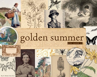 Golden Summer - Vintage Printables - Digital Download - Graphics & Illustrations - Collage for Journaling and Art