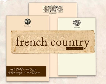 French Country  - Vintage Printable Stationary - Digital Download - Graphics & Illustrations - Journaling, Art, Penpals