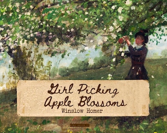 Girl Picking Apple Blossoms (1879) by Winslow Homer - Digital Print - Wall Art - Classic Art - Printable Art