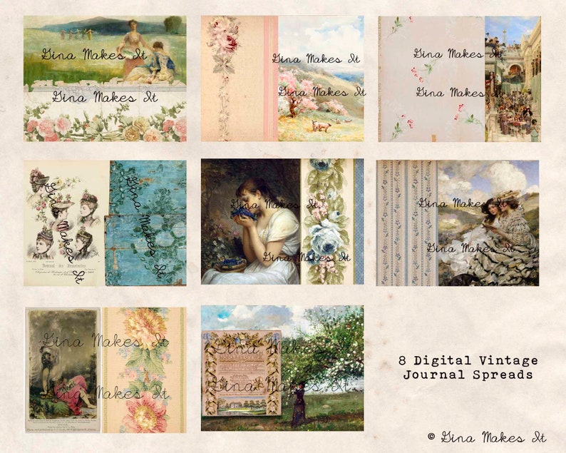 Pages For Our Spring Journals Vintage Printables Digital Download Antique Papers Collage for Journaling and Art image 2