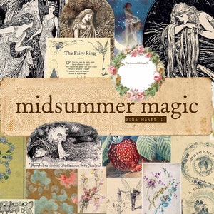 Midsummer Magic - Vintage Printables - Digital Download - Grafiki i ilustracje - Kolaż do dziennika i sztuki