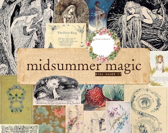 Midsummer Magic  - Vintage Printables - Digital Download - Graphics & Illustrations - Collage for Journaling and Art