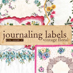 Vintage Floral Journaling Labels- Vintage Printables - Digital Download - Graphics & Illustrations - Journal Cards