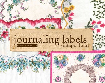 Vintage Floral Journaling Labels- Vintage Printables - Digital Download - Graphics & Illustrations - Journal Cards