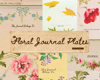 Floral Journal Plates -- This Journal Belongs To Vintage Printables - Digital Download - Paper - Antique Floral
