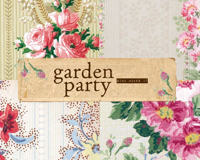 Garden Party Vintage Wallpaper Vintage Paper Printable Digital Download Antique Florals Collage for Journaling and Art image 1