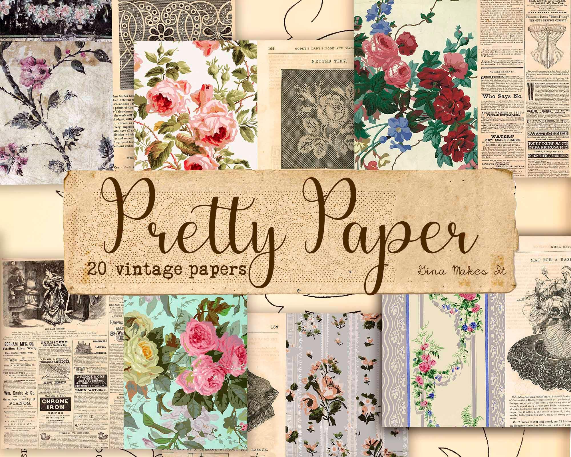 Pretty Paper – Vintage Floral Paper Pack – Junk Journal Backgrounds ...