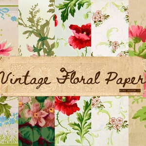 Vintage Floral Paper Vintage Wallpaper Vintage Paper Printable Digital Download Antique Florals Collage for Journaling and Art image 1