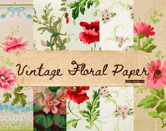 Vintage Floral Paper - Vintage Wallpaper - Vintage Paper Printable - Digital Download - Antique Florals - Collage for Journaling and Art