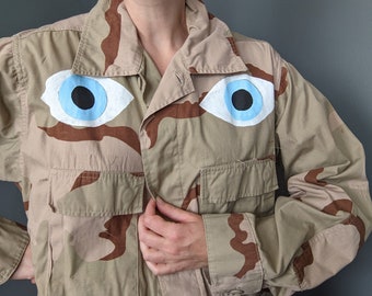 2003 Desert Camo Jacket, Hand-Painted with Evil Eyes XL