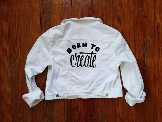 Repurposed Lilly Pulitzer White Denim Jean Jacket Hand painted born to Create Size S Xs Etsy
