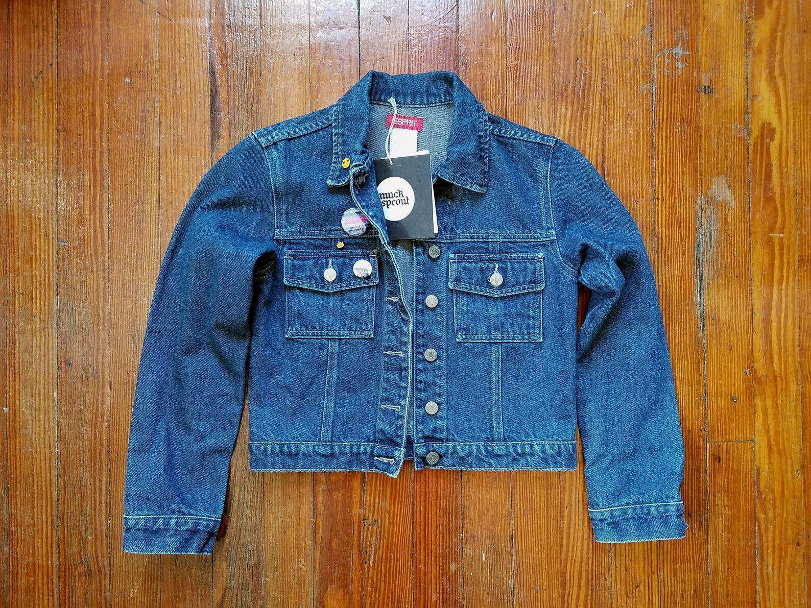 Handpainted Vintage Esprit Denim Jean Jacket Size Xs Etsy