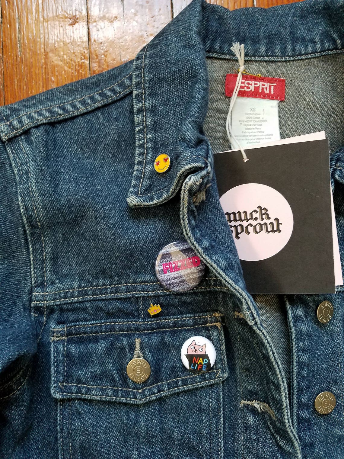 Handpainted Vintage Esprit Denim Jean Jacket Size Xs Etsy