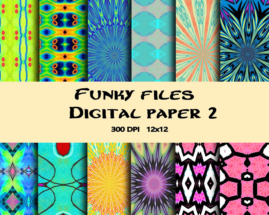 Funky Digital papers instant download printable | Etsy