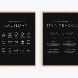 Laundry Room Symbols Print Set, Laundry Guide Print, Laundry Room Sign, Laundry Instruction, Laundry Room Decor Wall Art, Care Stain Removal