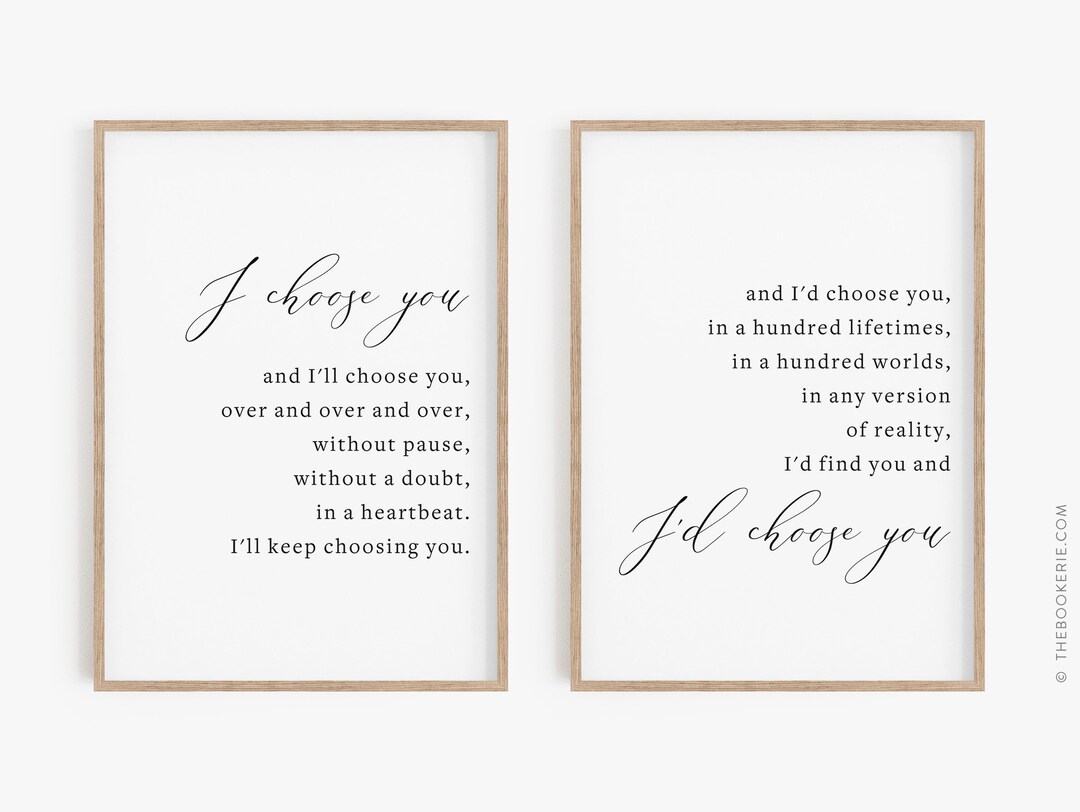 I Choose You Printable Sign Bedroom Wall Decor Romantic - Etsy