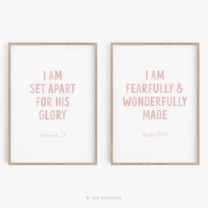 Bible Nursery Prints, Nursery Bible Verse, Scripture Wall Art for Girls, Christian Nursery Decor, Christian Kids Wall Art, Set of 2 Nursery