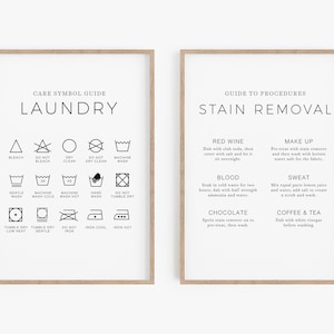 Laundry Room Symbols Print Set, Laundry Guide Print, Laundry Room Sign, Laundry Instruction, Laundry Room Decor Wall Art, Care Stain Removal
