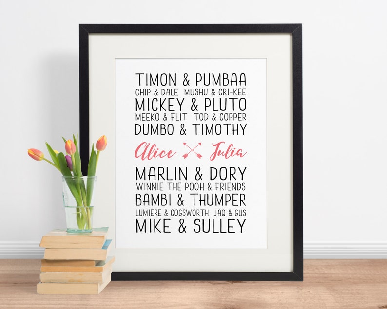 Disney Famous Best Friends Duo Personalised Names Best Etsy