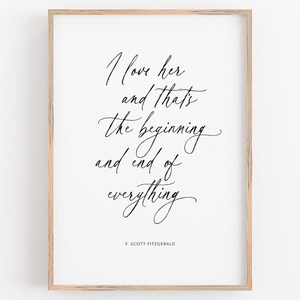 La amo e questo è l'inizio, citazioni di F. Scott Fitzgerald, decorazioni da parete per la camera da letto, citazioni di donne, regali romantici per lei, cameretta dei bambini
