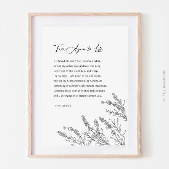 Turn Again to Life Poem, Memorial Cards, Memorial Poem, Memorial