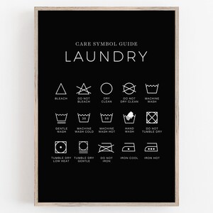 Laundry Guide Print, Laundry Symbol Printable, Laundry Symbol Sign, Laundry Instruction Sign, Laundry Room Sign, Laundry Room Decor Print