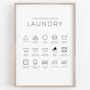 Laundry Guide Print, Laundry Symbol Printable, Laundry Symbol Sign, Laundry Instruction Sign, Laundry Room Sign, Laundry Room Decor Print
